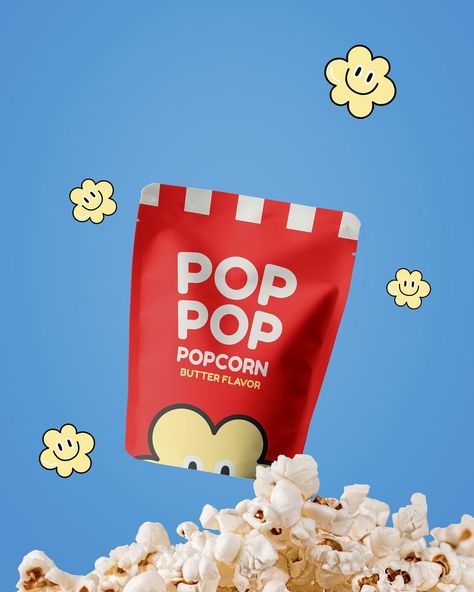 Popcorn sachet mockup, food packaging design psd | premium image by rawpixel.com / ploypalyn Popcorn Brands, Premium Snacks, Graphic Designer Studio, Popcorn Packaging, Packaging Snack, Snack Packaging, Mockup Packaging, Popcorn Party, Food Branding