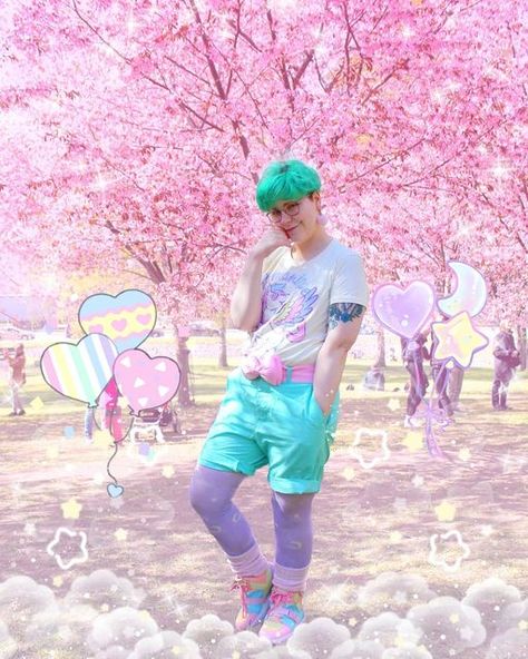 Fairy Kei Boy, Agender Fashion, Loft Wardrobe, Kai Fashion, Kawaii Pastel Aesthetic, Cherry Blossom Pictures, Pastel Kidcore, Male Fairy, Fairy Kei Fashion