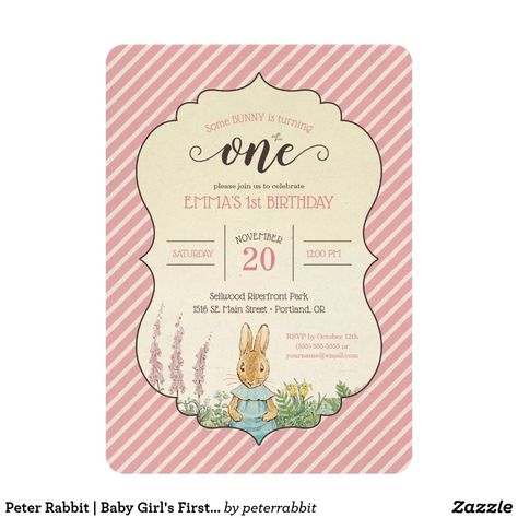 Tale Of Peter Rabbit, Peter Rabbit Birthday, Rabbit Birthday, Peter Rabbit Party, Woodland Birthday, 2nd Birthday Invitations, Girl 2nd Birthday, Kids Birthday Party Invitations