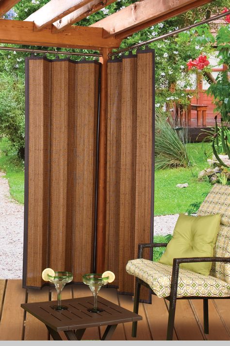 Outdoor Bamboo Curtains, Porch Trellis, Balcony Ideas Apartment Christmas, Bamboo Privacy, Small Outdoor Patios, Outdoor Curtains For Patio, Pergola Curtains, Bamboo Panels, Bamboo Curtains