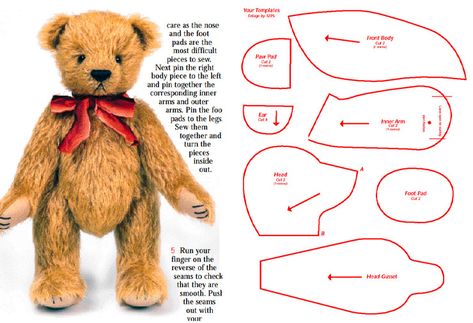 Primitive Teddy Bear Patterns, Vintage Teddy Bear Patterns Free Printable, Printable Stuffed Animal Patterns, Sewing Teddy Bear Pattern, Stuffed Animal Clothes Patterns, Memory Bear Pattern Free Printable, Teddy Bear Patterns Free Sewing, Diy Stuffed Animals Patterns, Memory Bears Pattern Free Easy