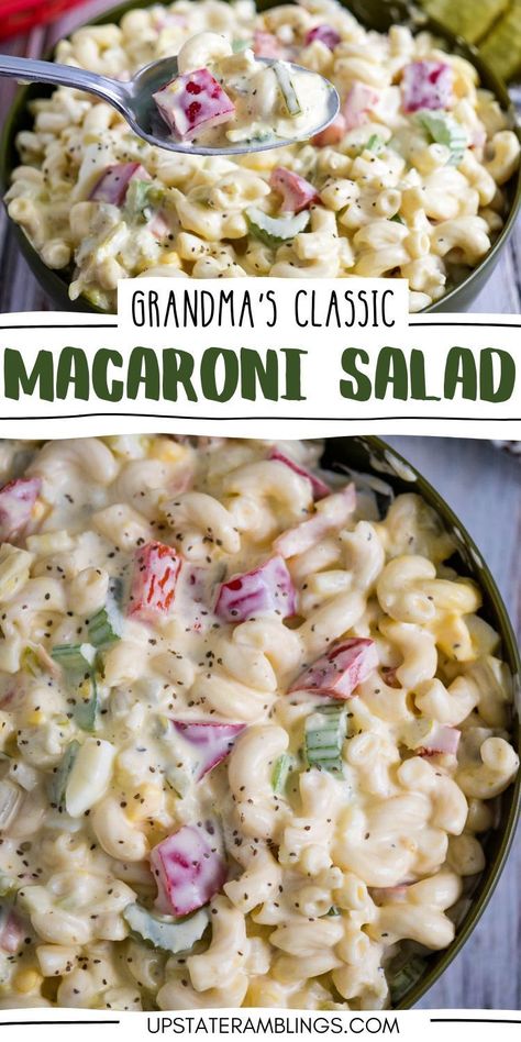 Grandma's Classic Macaroni Salad Macaroni Ham Salad Recipe, Recipes For Macaroni Salad, Side Salads For Bbq Summer Potluck, Southern Macaroni Salad Recipe, Marzetti Slaw Dressing Recipes, Creamy Macaroni Salad Recipe, Fun Salad Ideas, Bbq Side Dishes For A Crowd, Pot Luck Side Dishes