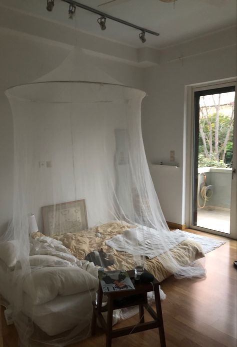 Mosquito Net Bedroom, Bed Mosquito Net, Mosquito Net Bed, Modern Bed Frame, Bedroom Style, Vintage Bedroom, Manifestation Board, Mosquito Net, Apartment Room