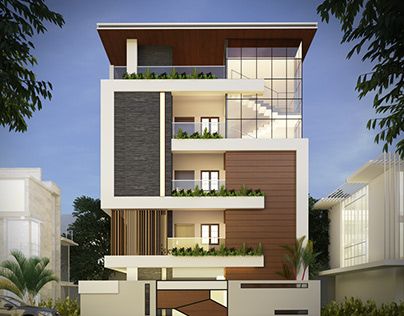 Check out new work on my @Behance portfolio: "Modern Residence" http://be.net/gallery/72212233/Modern-Residence 3 Storey House Design, Narrow House Designs, Home Designs Exterior, Ultra Modern Homes, Small House Elevation, Facade Architecture Design, Small House Elevation Design, Duplex House Plans, Modern Exterior House Designs