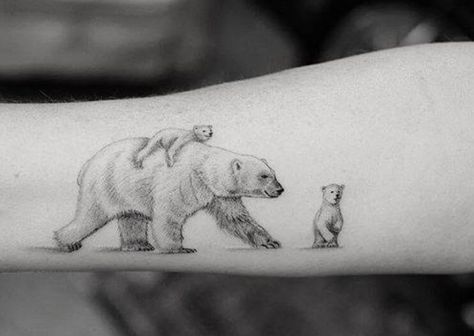 15+ Best Bear Cub Tattoo Designs and Ideas | PetPress Mom Bear Tattoo, Bear Cub Tattoo, Papa Bear Tattoo, Momma Bear Tattoo, Baby Bear Tattoo, Bear Tattoo Ideas, Cub Tattoo, Polar Bear Tattoo, Beer Tattoos