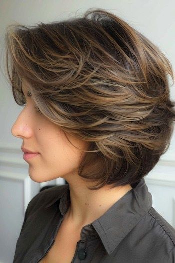 Uniform Layered Haircut, Uniform Haircut, Layer Haircut, Grey Bob Hairstyles, Feathered Layers, Haircuts Women, 60 Hairstyles, Layers Short, Cut Hairstyles