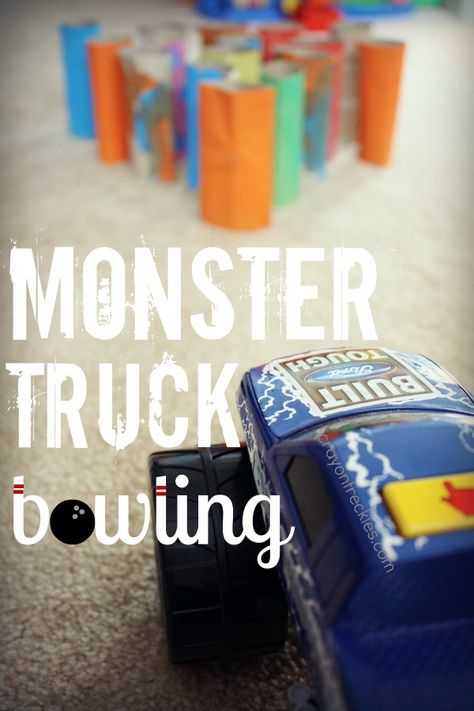 oh yeah! here's an activity my kiddos will love -- Monster Truck Bowling Monster Truck Games, Blaze Birthday Party, Auto Party, Monster Truck Birthday Party, Monster Jam Birthday, Monster Jam Party, Blaze Birthday, Truck Games, Truck Birthday Party