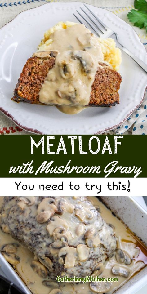 Indulge in the ultimate comfort food with this delicious and easy Meatloaf with Mushroom Gravy recipe. Perfect for a family dinner, this hearty dish combines a flavorful meatloaf with a rich, savory mushroom gravy that will have everyone coming back for seconds! Meatloaf And Mushroom Gravy, Flavorful Meatloaf, Amazing Meatloaf, Meatloaf Recipes Easy, Meat Recipes Easy, Hamburger Meat Recipes Easy, Meatloaf With Gravy, Traditional Meatloaf Recipes, Meatloaf Topping