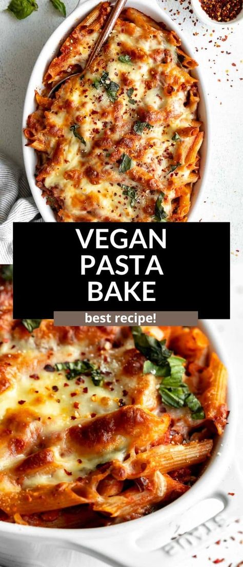 Vegan Pasta Bake, Resep Oatmeal, Protein Vegetarian, Vegan Casserole, Lentil Pasta, Vegan Pasta Recipes, Meatless Dinner, Veggie Pasta, Vegan Sausage