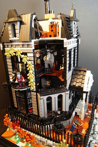 Lego Spooky House 2 | I had planned to get this done in time… | Flickr The Addams Family House, Lego Haunted House, Lego For Adults, Addams Family House, Christmas Lego, Lego Houses, Lego House Ideas, Bed Of Nails, Lego Halloween