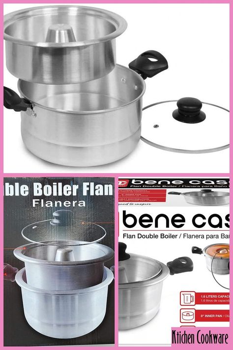 ... #Amazon. Amazon Affiliate link #bene #casa #aluminum #flan #mold #double #boiler #glass #lid #liter #includes #pan #dishwasher Double Boiler, Kitchen Pot, Pots And Pans, Flan, Cookware, How To Use, Molding, Dishwasher Safe, Glass