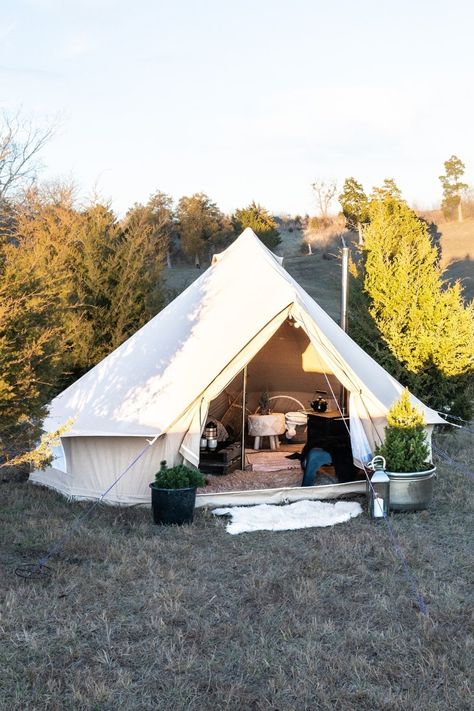 A CAMPING TENT LIKE NO OTHER ✨ Bell Tent Camping, Boutique Camping, Canvas Bell Tent, Bell Tents, Inner Tents, Camping Quotes, Luxury Glamping, Inflatable Bed, Tent Sale