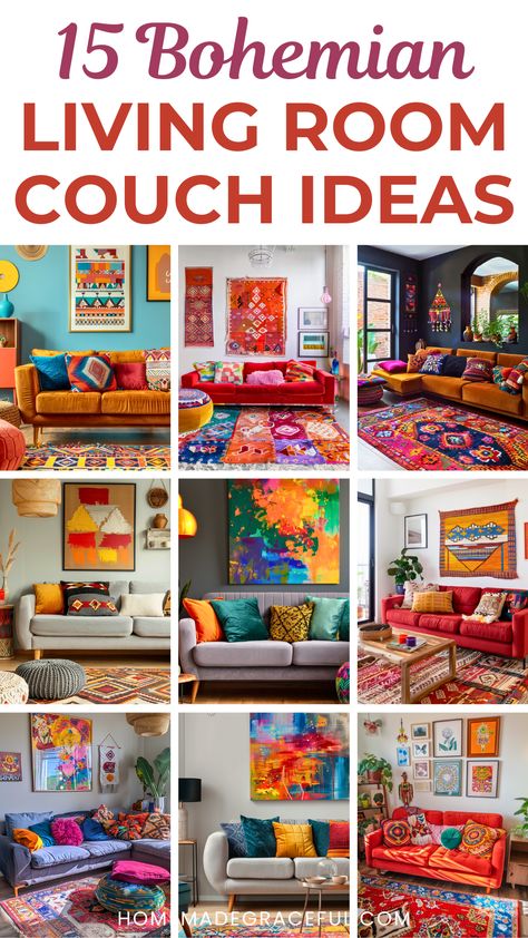 boho living room couch ideas Floor Living Room Seating, Colored Couch Living Room Ideas, Living Room Decor Leather Couch, Living Room Ideas Girly, Living Room Inspo Apartment, Daybed As Couch Living Room, Living Room Designs Boho, Small Bohemian Living Room