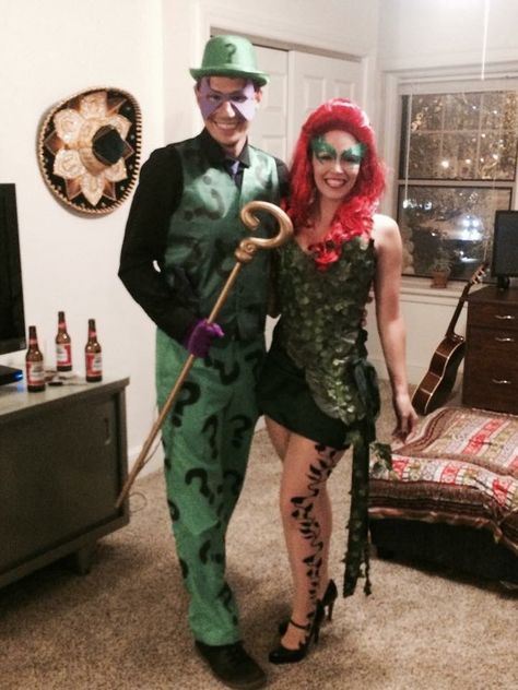 Poison Ivy and The Joker The Riddler Costume, Riddler Costume, Halloween Couple Costume, Poison Ivy Costume, Ivy Costume, Poison Ivy Costumes, The Riddler, Halloween Couple, Couple Costume