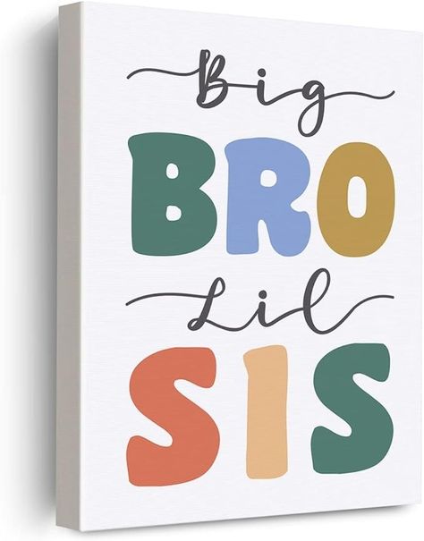 Amazon.com: EVXID Nursery Big Bro Lil Sis Canvas Poster Painting Kids Room Wall Art, Sisters Brothers Print Picture Artwork Framed Ready to Hang for Kids Play Room Wall Decor 12 x 15 inch: Posters & Prints Brother Sister Room Decor, Painting For Brother, Big Bro Lil Sis, Anniversary Quotes For Friends, Sister Room Decor, Painting Kids Room, Art Sisters, Painting Kids, Kids Room Paint