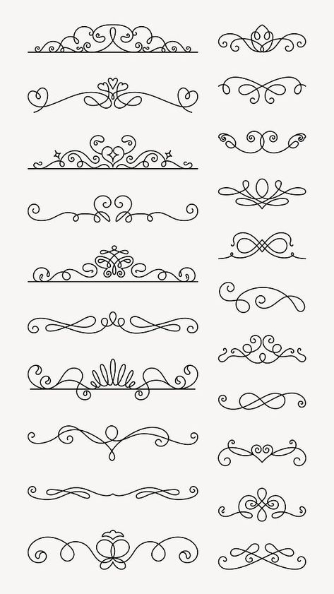 Floral Dividers, Elegant Border Design, Ornamental Elements, Flourish Border, Swirly Pattern, Swirly Designs, Flourish Design, Ornament Vector, Shell Craft