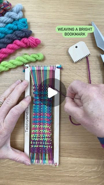 TabbyandTweed on Instagram: "Brightening up the day with some colourful weaving of a bookmark.  If you would like to learn to weave then our kits can be purchased from our TabbyandTweed website and Etsy shops.

#weaving #weavingloom #bookmark #loom #mindfulcrafting #colourfullycrafted #weavingkit #ukmade #britishwool #learntoweave" Woven Bookmarks Diy, Weaving Kit, Loom Weaving, Loom, To Learn, Weaving, The Day, Etsy Shop, Wool