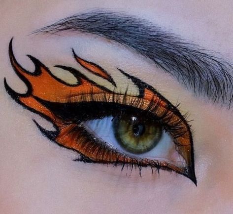 Flame Eyeliner, Grafik Eyeliner, Fire Makeup, Halloweenský Makeup, Cute Eye Makeup, Face Art Makeup, Graphic Makeup, Swag Makeup, Smink Inspiration