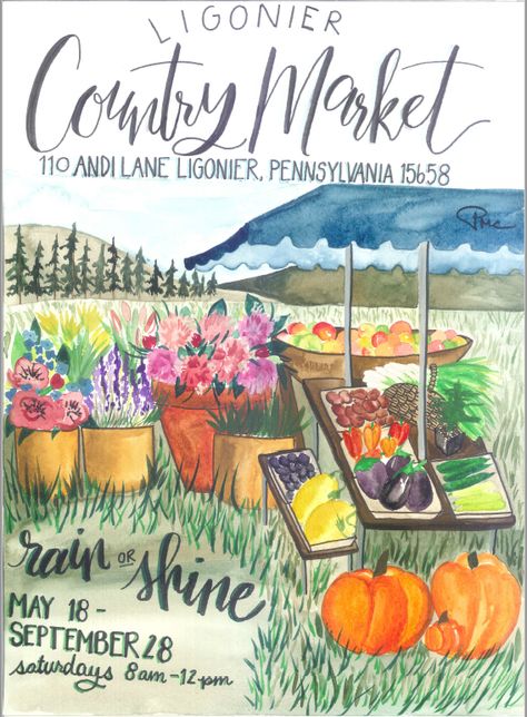 Farmer Poster, Farmers Market Poster, Sorority Recruitment Themes, Peyton Clark, Recruitment Themes, Market Poster, Farm Art, Music Theater, Contest Winner