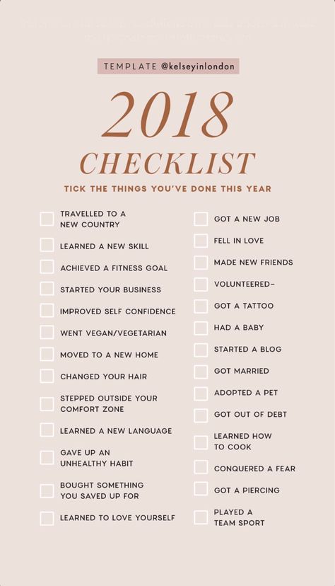 2018 Checklist Instagram Story Template by @kelseyinlondon #InstaStory #StoryTemp #InstaTemp #InstagramStory #StoryTemplate #InstagramTemplate #InstagramStoryTemplate #NewYear #2018 #Checklist #YearInReview Kelsey In London, New Years Resolution List, Resolution List, Improve Self Confidence, Instagram Story Questions, Bullet Journal Set Up, New Year Resolutions, Yoga Video, Save Your Life