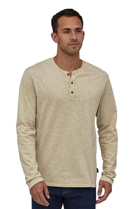 Patagonia Style, Patagonia Long Sleeve, Mens Outdoor Clothing, Henley Shirt, Patagonia Jacket, Organic Cotton Fabric, Pullover Men, Henley Shirts, Outdoor Outfit