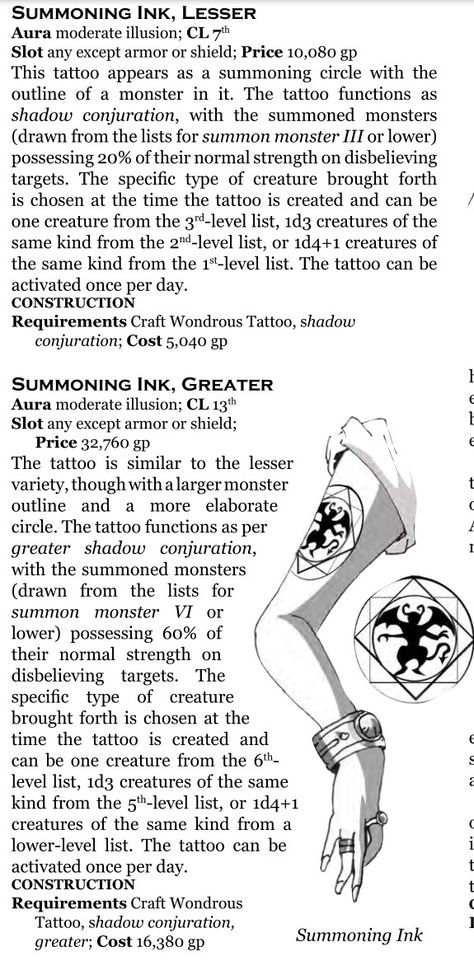 Magic Tattoo Dnd, Dnd 5e Magic Tattoos, Dnd Magic Tattoos, Dnd Tattoo, Magic Tattoos, Homebrew Spells, Dnd Spells, Homebrew Items, Dnd Magic