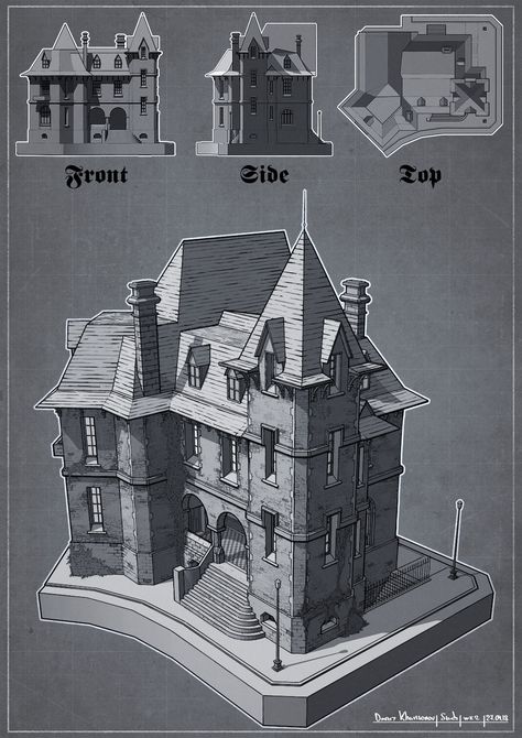 Carpentry And Joinery, Victorian Mansion, Perspective Drawing Architecture, Old Mansion, Victorian Buildings, Building Illustration, Medieval Houses, Building Concept, Victorian Mansions