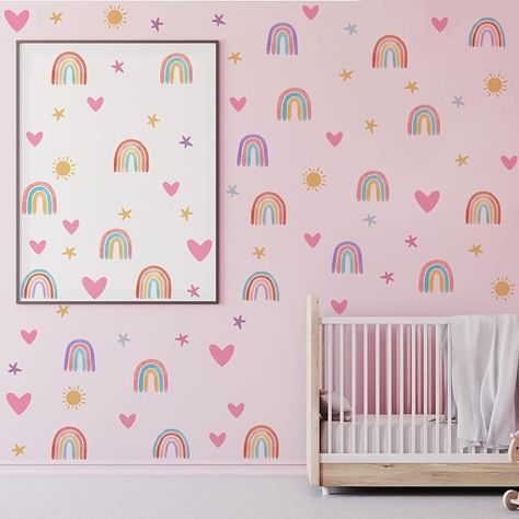 [CommissionsEarned] arming Combination: you will receive 4 sheets wall decors, including 24 pieces of rainbow wall decor, 30 pieces of star stickers, 22 pieces of heart stickers and 6 pieces of sun stickers, a total of 82 pieces, rich styles and plenty quantity to make your room even more enchanting. Boho Rainbow Wall, Girls Wall Stickers, Heart Wall Decal, Rainbow Wall Decal, Rainbow Wall Decor, Watercolor Rainbow, Kids Wall Decals, Pvc Wall, Rainbow Wall