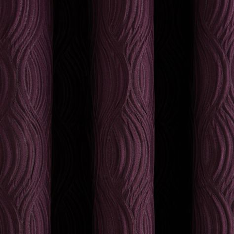 Designed with an elegant textured wave effect and a stylish sheen finish, these vibrant aubergine eyelet curtains are perfect for adding a touch of warmth and colour to your home. The eyelet header allows for easy installation and creates full curtain folds, while the full lining helps to increase privacy and improve insulation. Available in a variety of sizes to suit your requirements.Please note: these curtains are sold as a pair. Plum Curtains, Blackberry Color, Purple Curtains, Darkest Black Color, Eyelet Curtains, Curtain Sizes, Room Color, Pleated Curtains, Curtain Patterns