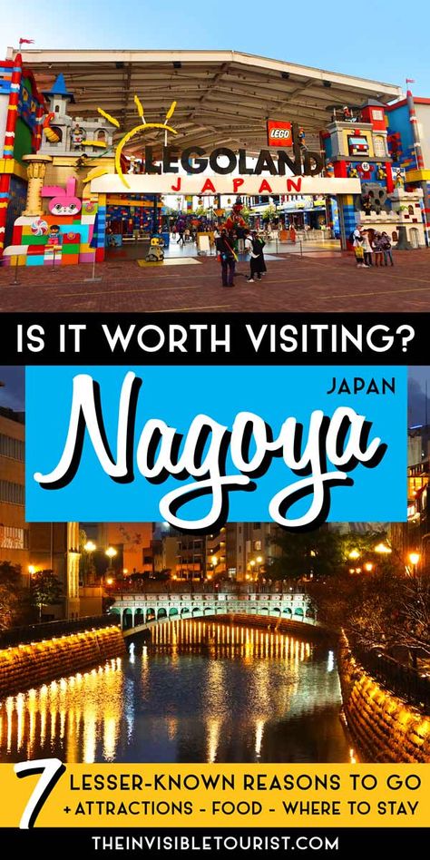 Is Nagoya worth visiting for tourists? These lesser-known Nagoya attractions are reason enough to go! Consider breaking up your Tokyo-Kyoto-Osaka journey and avoid crowds by adding Nagoya to your Japan itinerary! | The Invisible Tourist Kyoto Map, Japan Map, Japanese Stuff, Japan Itinerary, Travel Captions, Nagoya Japan, Japan Travel Guide, Travel Japan, Breaking Up