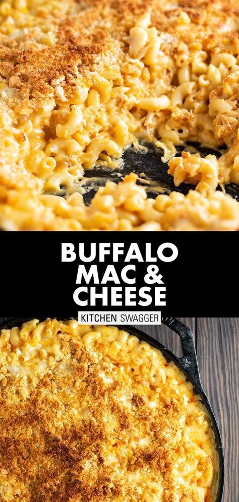 Buffalo Mac N Cheese Recipe, Kitchen Swagger, Chicken Mac And Cheese Recipe, Cheesy Buffalo Chicken, Buffalo Chicken Mac And Cheese, Buffalo Mac And Cheese, Chicken Buffalo, Shredded Rotisserie Chicken, Chicken Mac And Cheese