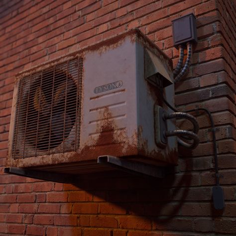 ArtStation - Rusted AC Unit, John Dupuis Test Subject, Game Level Design, Wall Material, Props Concept, Winter City, Props Art, Substance Designer, Ac Units, Military Diorama