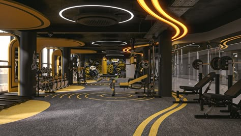 Health and Fitness Center on Behance Fitness Design Gym, Fitness Center Design, Gym Design Interior, Sports Centre, Gym Interior, Sports Center, Art Interior Design, Golds Gym, Gym Ideas