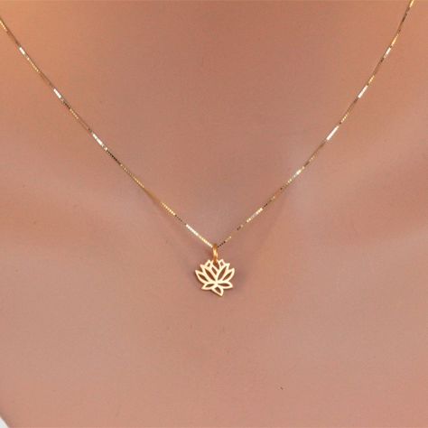 Excited to share this item from my #etsy shop: lotus necklace Gold - Small Lotus 14k solid gold Necklace - Yellow Gold Necklace - Lotus jewelry - tiny lotus necklace -Lotus flower pendent Lotus Necklace Gold, Jewelry Necklace Simple, Real Gold Chains, Mom Wedding Gift, Lotus Necklace, Lotus Jewelry, Earthy Jewelry, Gold Lotus, Jewelry Ornaments