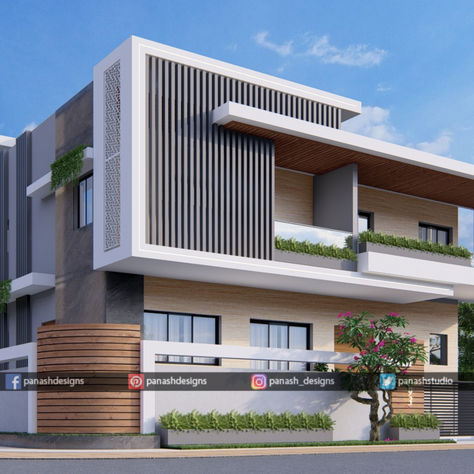 Stunning G+1 Bungalow Elevation Design with Spacious Parking Space. G+1 Villa Elevation Design, Elevation With Balcony, Elevation G+1, G+1 Elevation Design Modern, Elevation Designs For House G+1, Front Elevation Designs Modern G+1, Balcony Elevation Design, G 1 Elevation Design, Balcony Design Exterior