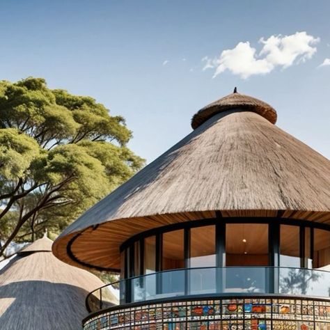 0 likes, 0 comments - africaninteriordesigner on August 30, 2024: "Imagine a two- story round hut retreat, blending traditional style with modern comfort for a unique escape. Perfect for tranquil getaways with panoramic views. 🌄🏡 I love the inspiration from the Ndebele art on this vacay sanctuary. #VacationDesign #DreamRetreat #ModernEscape Tag a person you would bring here". African Hut House, African Hut, Woods Restaurant, African Interior Design, Hut House, African Interior, Cultural Centre, African Home Decor, Round House