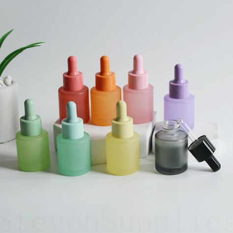 Frosted Glass Bamboo Wooden Dropper Bottles Container --Capacity: 20ml --Pack: 3pcs/10pcs/50pcs/100pcs/200pcs/500pcs --Color: Colorful as picture show --Components: rubber dropper heads + frosted glass bottles --Material: Frosted Glass Shipping:  If you choose: 3 Pieces / 10 Pieces, we will use normal express way for you, about ( 10-25 days ), the exact delivery date depends on customs and your local post office working efficiency, somtimes maybe for holidays reason, or for other reasons.  If yo Frosted Glass Bottle, Glass Water Bottle Aesthetic, Dropper Bottle Packaging, Serum Packaging, Acrylic Containers, Eye Dropper, Diy Lip Gloss, Glass Packaging, Oil Perfume