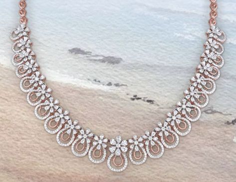 Dimond Neckless Jewelry Simple, Diamond Neckless, Simple Necklace Designs, Diamond Necklace Wedding, Real Diamond Necklace, Bridal Necklace Designs, Geometric Pendant Necklace, Diamond Pendants Designs, Diamond Earrings Design