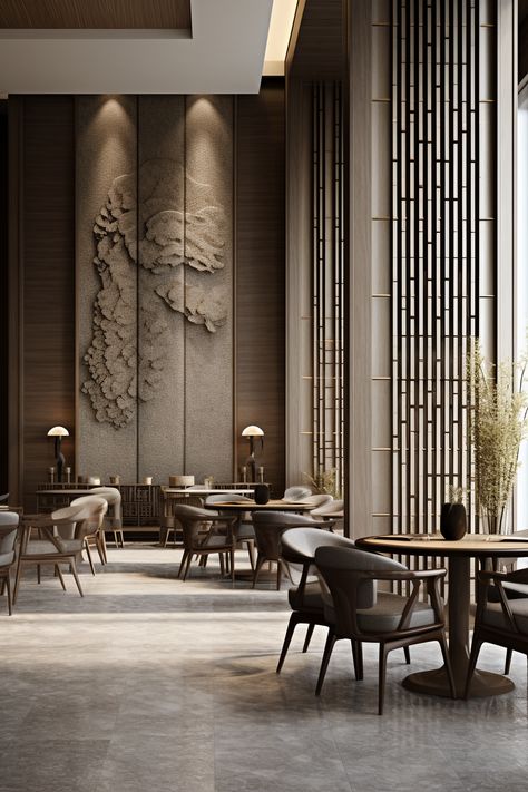 Hotel Lobby Interior Design Entrance, Restaurant Feature Wall, Luxury Hotel Lounge, Modern Chinese Restaurant, Pavilion Furniture, Chinese Style Interior, Restaurant Layout, Luxury Hotels Lobby, Luxury Staircase