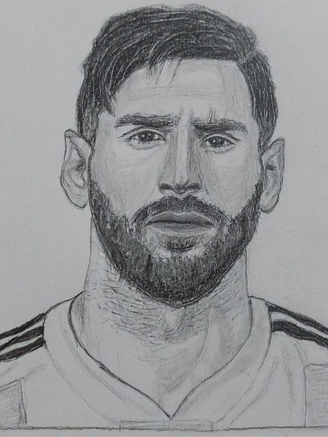 Lionel-Messi-Drawing-Tutorial Messi Drawing, Face Pencil Drawing, Football Player Drawing, Football Drawing, Fanart Sketch, Face Sketch, Sketches Tutorial, Portrait Images, Soccer Player