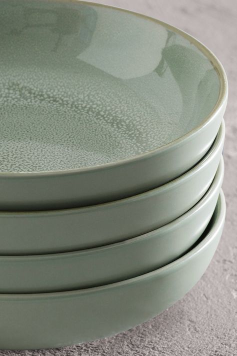 Ceramic Mixing Bowls, London Flat, Reactive Glaze, Dinner Set, Pasta Bowls, Mixing Bowls, Dinner Sets, Next Uk, Sage Green