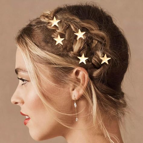 Bartosi Star Hair Clips Gold Hair Pins Stars Hair Barrettes Decorative Head Pieces Hair Accessories Set for Women and Girls (Pack of 5) Hair Clips Gold, Gold Hair Pins, Star Hair Clips, Short Hair Designs, Headpiece Accessories, Gold Hair Pin, Prom Hairstyles For Short Hair, Hair Accessories Set, Head Pieces