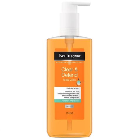 Neutrogena Clear & Defend Facial Wash Neutrogena Clear And Defend, Neutrogena Face Wash, Salicylic Acid Face Wash, Mens Face Wash, Powdered Eyebrows, Clear Complexion, Skin Blemishes, Gel Cleanser, Moroccan Oil