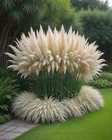 Looking to add some height to your garden? Tall Grass Landscaping, Tall Ornamental Grasses, Trees Garden, Front Garden Landscape, Front Yard Design, Grasses Landscaping, Garden Yard Ideas, Front Yard Garden, Front Yard Landscaping Design