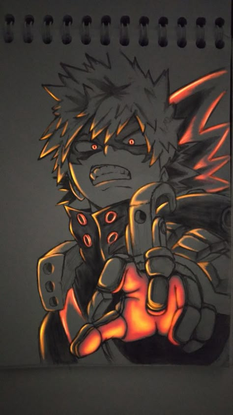 Glow Art, Bakugou Manga, Glowing Art, Katsuki Bakugo, Shadow Art, Art Tools Drawing, Sports Graphic Design, Anime Shadow, Dessin Adorable