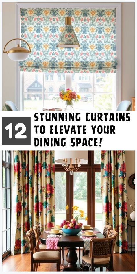 Give your dining room a new look with these 12 beautiful curtain inspirations that add a touch of luxury and comfort. Farmhouse Dining Room Curtains, Dining Room Curtains Ideas, Dining Room Curtain Ideas, Room Curtains Ideas, Room Curtain Ideas, Farmhouse Style Curtains, Nautical Curtains, Small Full Bathroom, Curtain Inspiration