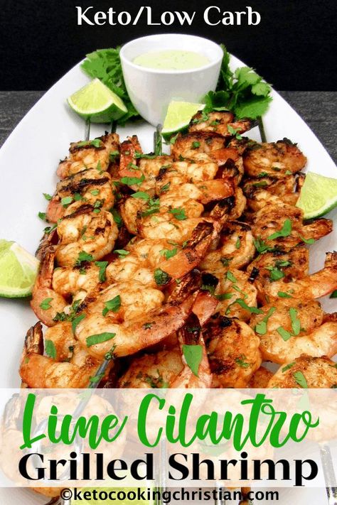 Cilantro Marinade, Avocado Dipping Sauce, Cilantro Shrimp, Keto Shrimp Recipes, Dip Sauce, Delicious Seafood Recipes, Shrimp Skewers, Best Gluten Free Recipes, Keto Cooking