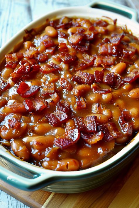 Homemade Baked Beans With Bacon, Bacon Baked Beans, Bake Beans, Beanie Weenies, Beans And Bacon, Beans Baked, Whiskey Wednesday, Best Baked Beans, Baked Beans With Bacon