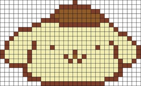 Pompompurin Charm Perler Bead Pattern | Bead Sprites | Characters Fuse Bead Patterns Sanrio Characters Perler Beads, Pompompurin Perler Bead Patterns, Pearler Bead Patterns Sanrio, Pom Pom Purin Perler Beads, Sanrio Beads Pattern, Pixel Pompompurin, Pompompurin Embroidery, Pompompurin Pattern, Pompompurin Pixel Art Grid