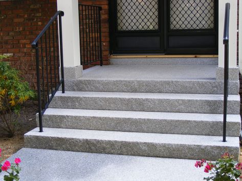 Front Porch Stone Steps, Prefab Stairs, Entrance Walkway, Granite Steps, Bluestone Steps, Granite Stairs, Stairs Outdoor, Front Porch Stone, Outdoor Landscape Design